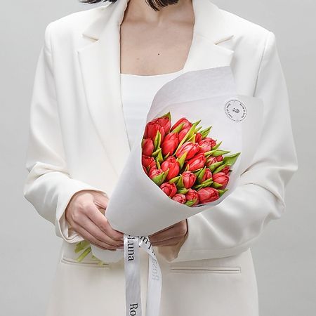 Букет живых цветов ROSA DI LUNA Подарочный букет, 25 тюльпанов, сорт кюрри, свежие цветы
