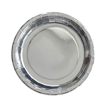 набор тарелок Серебро 10шт 23см бумага