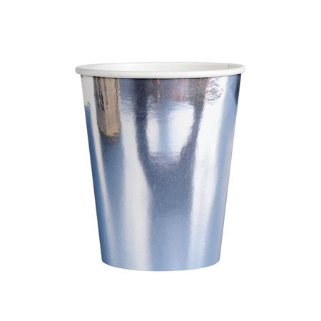 набор стаканов Серебро 10шт 250мл бумага подарочная коробка металлик серебро маленькая