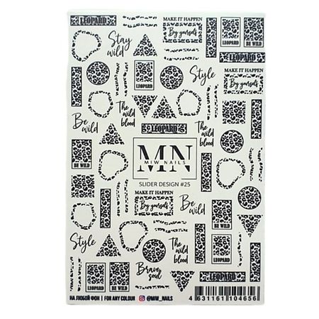 Слайдеры MIW NAILS Слайдеры для ногтей на любой фон Монохром Леопард