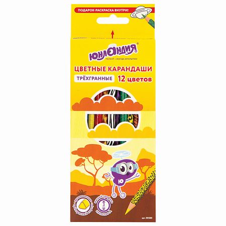 Набор карандашей ЮНЛАНДИЯ Карандаши цветные мягкие Сафари