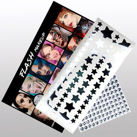 Наклейки для лица VLASOVA JULIA Наклейки для макияжа-звезды мягкие серебро и стразы F08