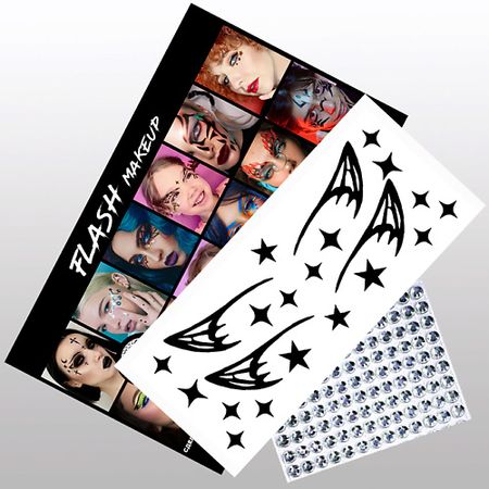 Наклейки для лица VLASOVA JULIA Наклейки для макияжа крыло дракона черные матовые и стразы F01