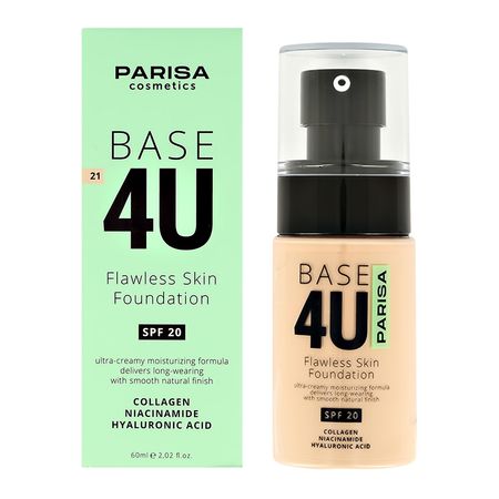 Основа тональная для лица PARISA BASE 4U FLAWLESS SKIN тон 21 бежевый ай су кот де вуар и другие