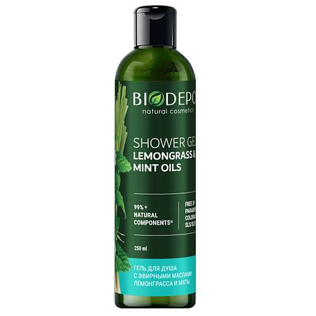 Гель для душа BIODEPO Гель для душа натуральный с эфирными маслами лемонграсса и мяты Lemongrass And Peppermint Essential Oils