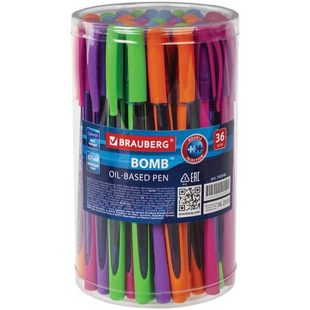 Набор ручек BRAUBERG Набор шариковых ручек Bomb Gt Color, линия письма 0,35 мм встречи и впечатления письма