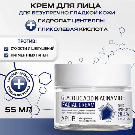 Крем для лица APLB Крем с гликолевой кислотой и ниацинамидом Glycolic Acid Niacinamide Facial Cream