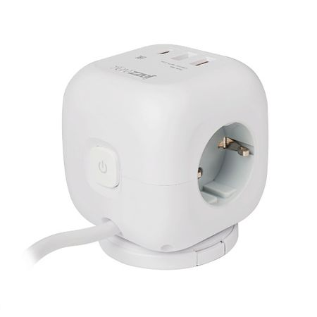 тройник JAZZWAY Разветвитель сетевой с подсветкой КУБ AC-3UGS-wh