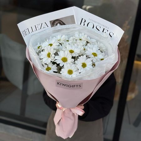 Букет живых цветов KIWIGIFTS Букет цветов живые из хризантем