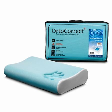 Подушка ORTOCORRECT Подушка под голову анатомическая Termogel L с охлаждающим эффектом