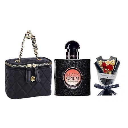 Набор парфюмерии YVES SAINT LAURENT Парфюмерный набор Black Opium +Букет+Сумка