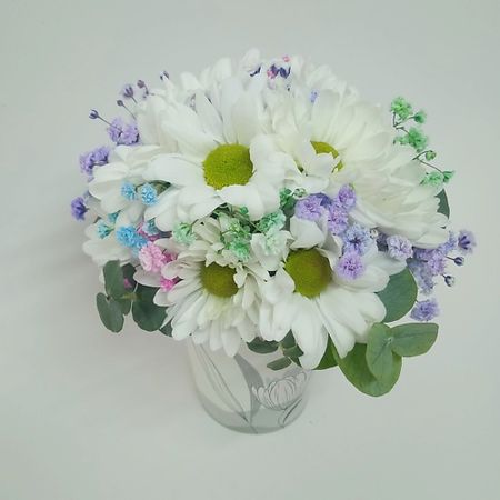 Букет живых цветов ЗЕФИРКО Букет в стаканчике Снежный