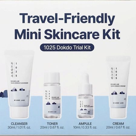 Набор для путешествий ROUND LAB Дорожный набор с морской водой: пенка + тонер + сыворотка + крем 1025 Dokdo Trial Kit