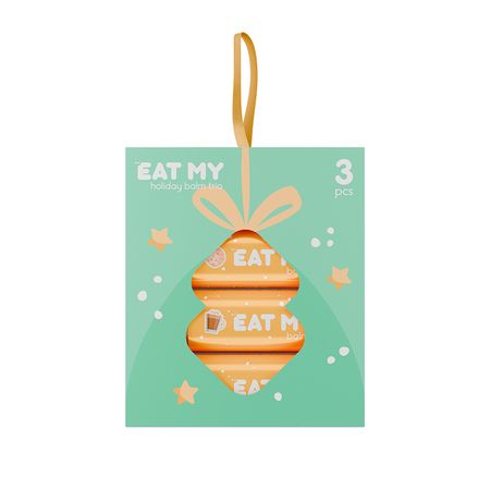 Подарочный набор бальзамов для губ EAT MY Предвкушение праздника миндальное печенье, шоколадное капучино, вишневый мусс 3x4,8 г