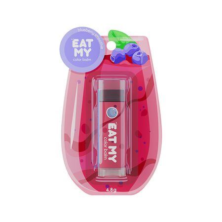 Бальзам для губ EAT MY оттеночный Черничный смузи 4,8 г оттеночный бальзам для губ сливовый смузи 4 8г eat my 361312