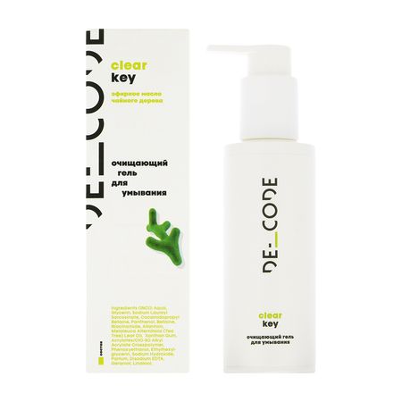 Гель для умывания DE_CODE CLEAR KEY очищающий с эфирным маслом чайного дерева для комбинированной и жирной кожи 150 мл