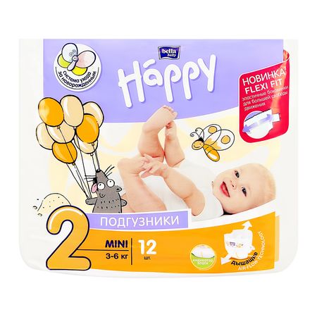 Подгузники BELLA HAPPY 3 - 6 кг MINI 12 шт тетрадь с заданиями для развития   развивающие задания для малышей часть 1