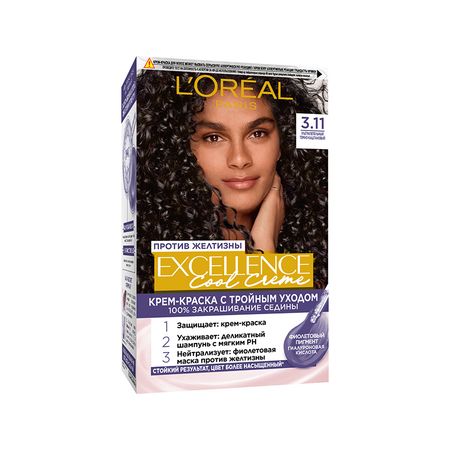 Крем-краска для волос LOREAL EXCELLENCE COOL CREME тон 3.11 Темно - Каштановый ральф против интернета раскраска фиолетовая