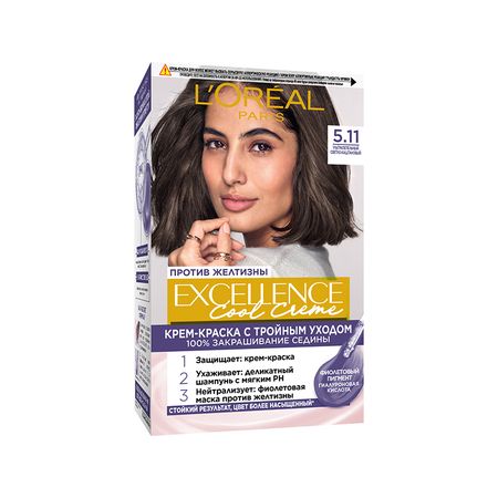 Крем-краска для волос LOREAL EXCELLENCE COOL CREME тон 5.11 Светло - Каштановый ральф против интернета раскраска фиолетовая